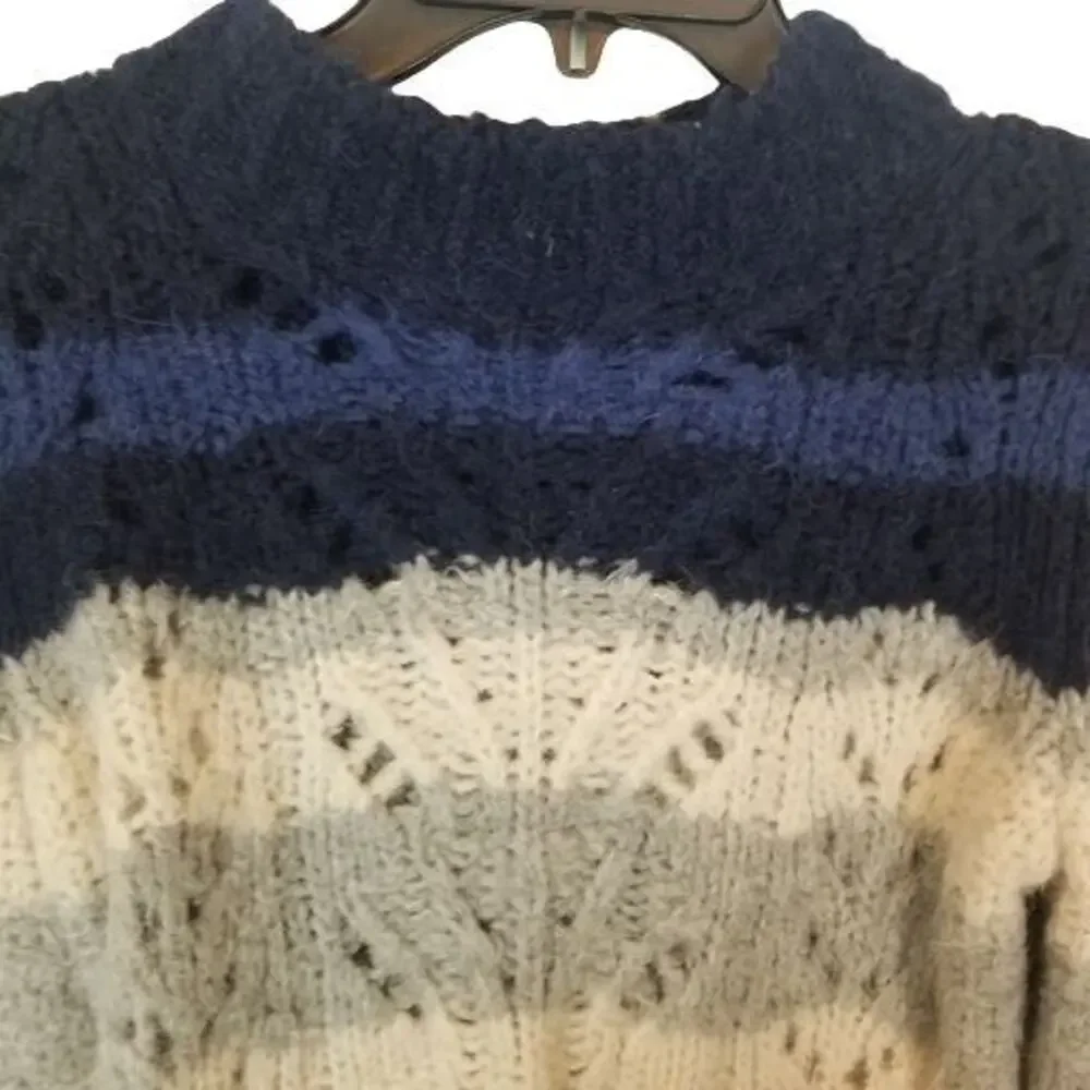 J. Crew Point Sur Womens Wool Alpaca Pointelle Knit Sweater S Cabin Colorblock